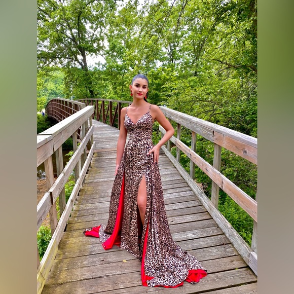 Mori Lee Madeline Gardner dress cheetah and red dress!! Size 6 - Picture 3 of 8